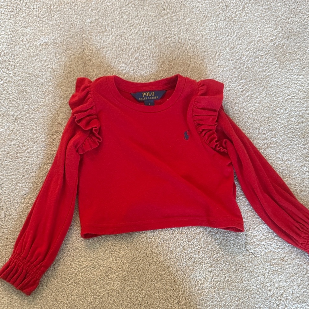 Polo by Ralph Lauren Kids Red Ruffle Sleeve Top Size 2